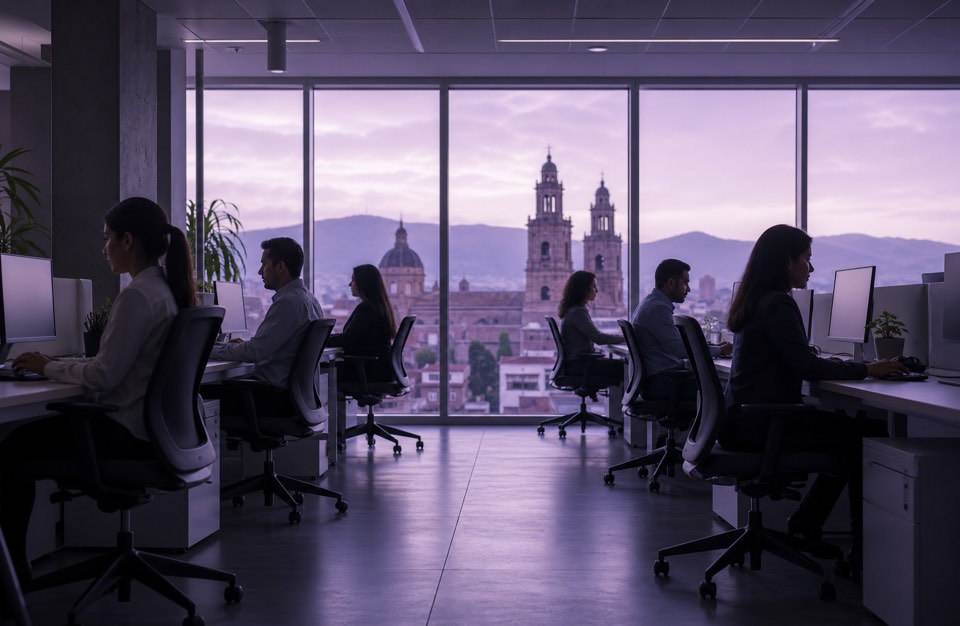 Equipo administrativo en entorno de centralización operativa Morelia